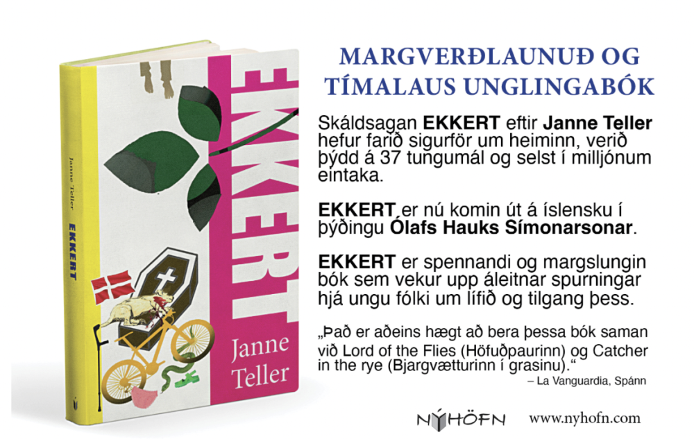 The Novel NOTHING is now also published in ICELANDIC